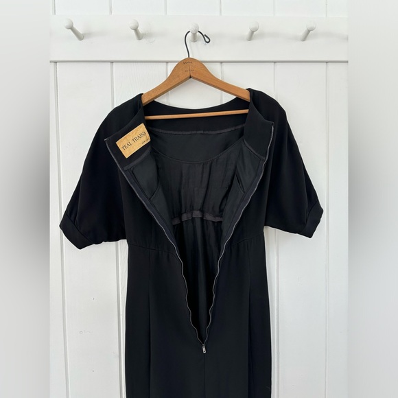 Vintage 1960s Teal Traina Dress Black Mod Unique Collectible Minimal Monochrome - Picture 9 of 16